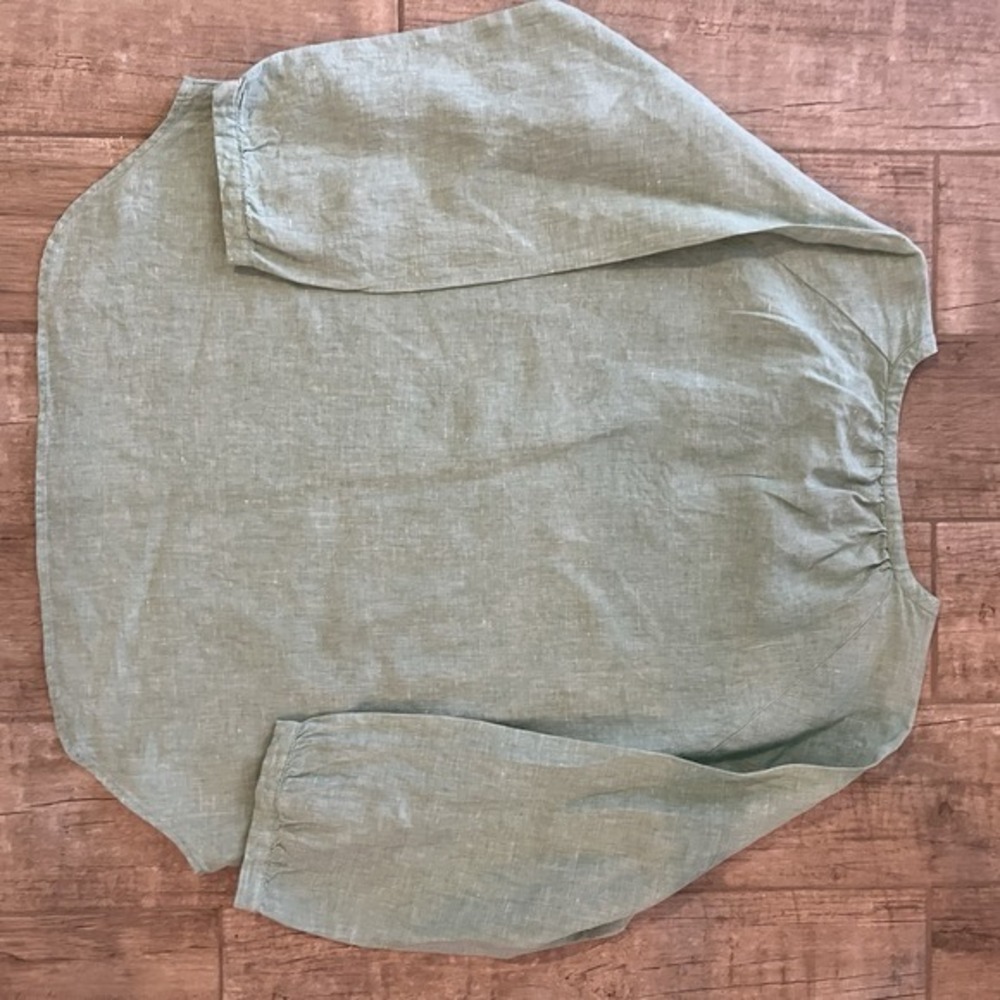 David Jones Linen Top 3/4 Button Front  3/4‎ Sleeve Pale Green Women XXL. Aus - Picture 11 of 14